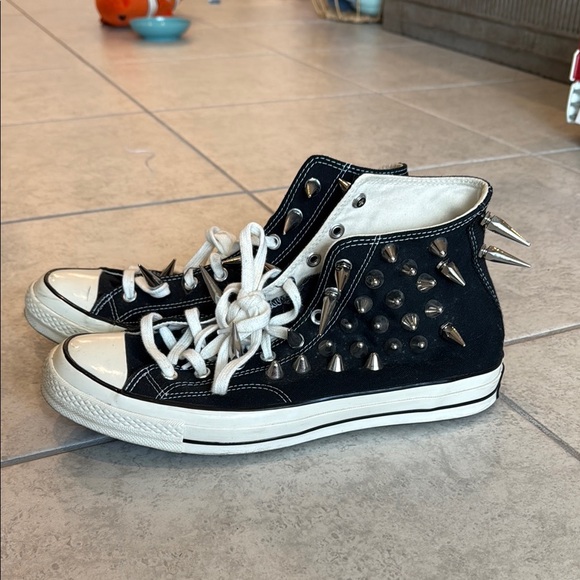 REPOSH Converse Black and White Studded High-Top Sneakers - Picture 1 of 4